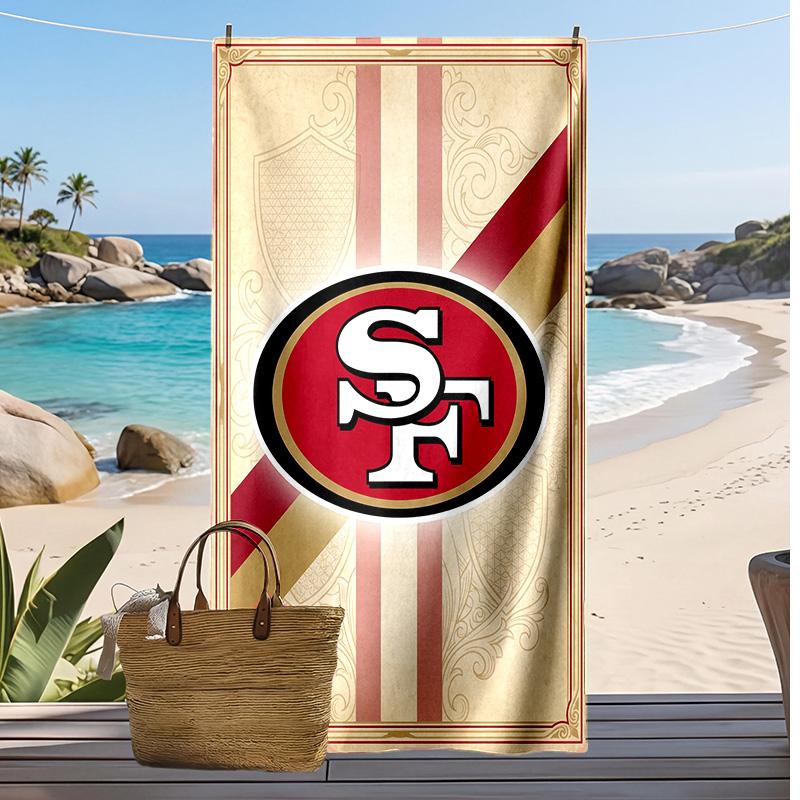 Asciugamano da Spiaggia Stampa San Francisco 49ers Morbido Portatile Asciugatura Rapida?Asciugamano Asciutto Per Piscina Vacanza Estiva Sport all'Aperto