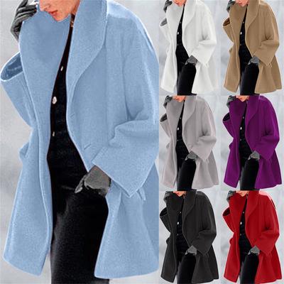 Womens Winter Wool Coat Trench Jacket Ladies Warm Slim Long Overcoat Outwear