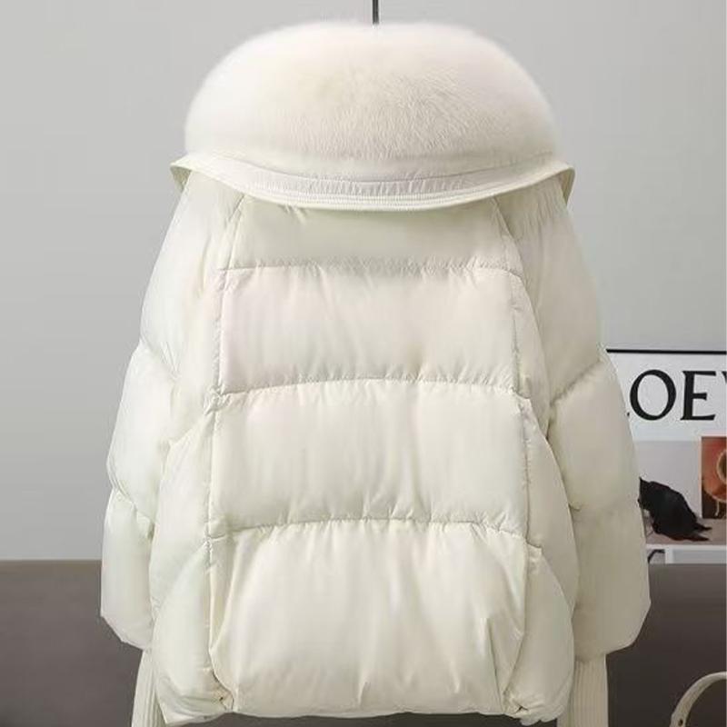 Zimní bavlněná bunda Krátká volná bavlněná bunda s nadměrným a zesíleným kožešinovým límcem Bunda Vesta Kabát