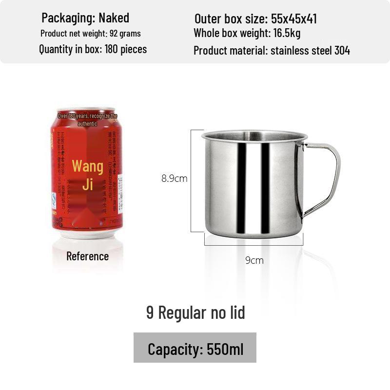 Thickened 304 Stainless Steel Drinking Cup with Lid for Kindergarten Students - Multiple Sizes Available
