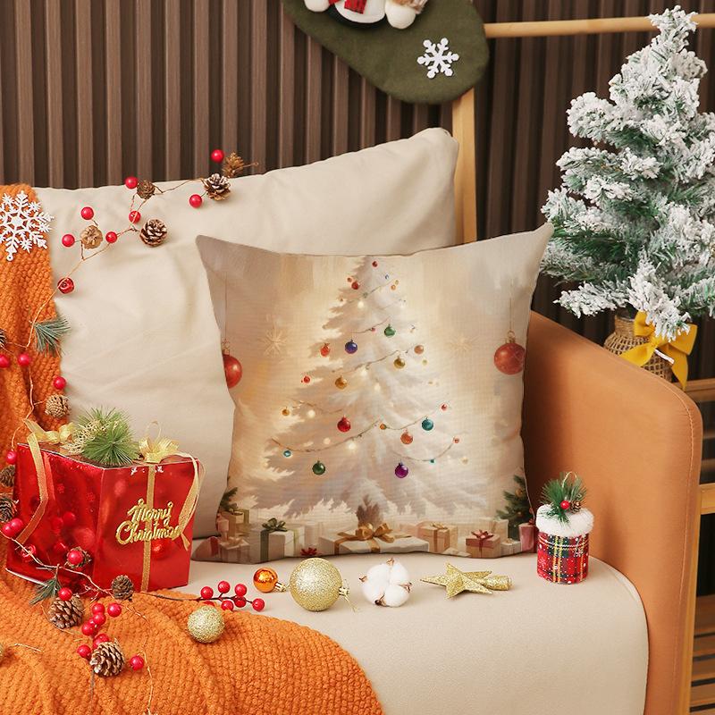 Cartoon Snowman Printed Pillow Cover Christmas Decoration Cookie Man Cute Cushion Living Room Sofa Cushion Cover
