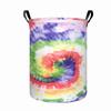 1pc, Rainbow Tie Dye Laundry Basket, Spiral Tie Dye Print Collapsible Storage Bin, Organizer Basket with Handles for Clothes, Towels, Bedroom, Bathroo