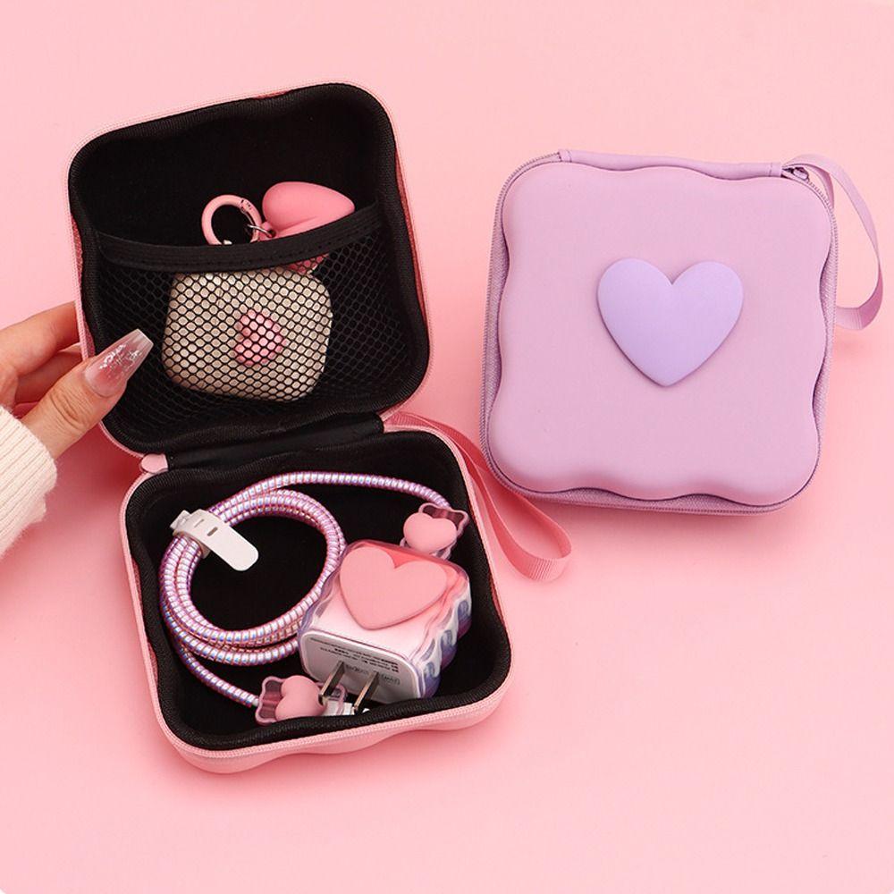 Portable Zipper Bag 3D Love Heart Pocket Pouch Fashion Storage Bags  Headphone Data Cable