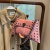 Golden Leather Texture Single Shoulder Casual Women's Hand-held Bag - Vintage Rivets Armpit Slung