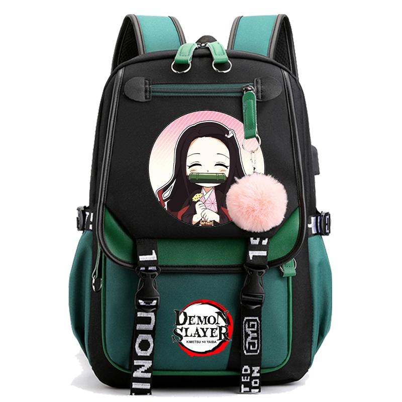 Anime Demon Slayer Backpack for Women Canvas Laptop Bag Back To Schoolbag for Teenager Girl Boy Schoolbag Men Women Travel Bag