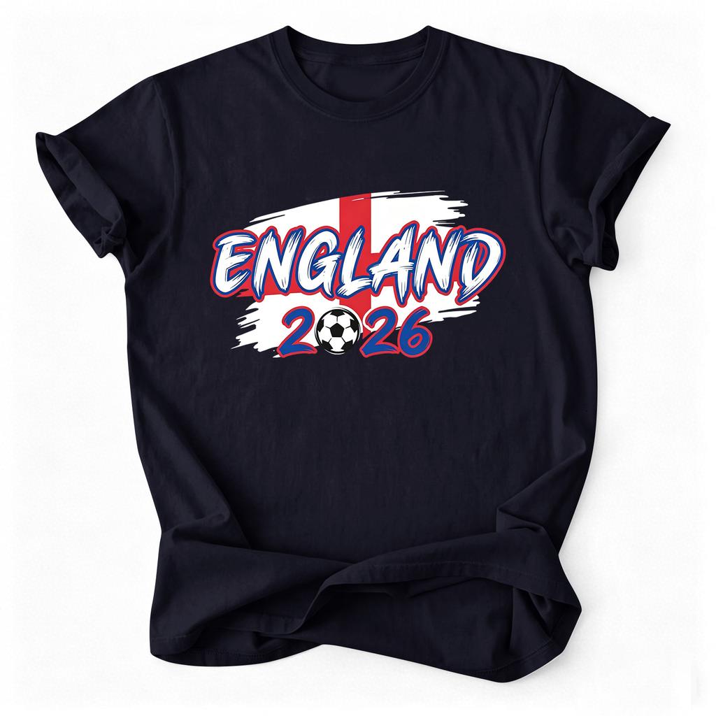 Men's Casual Sports T-Shirt Crew Neck Short Sleeve Top with England 2026 Football Print Suitable for Daily Wear and Outdoor Activities