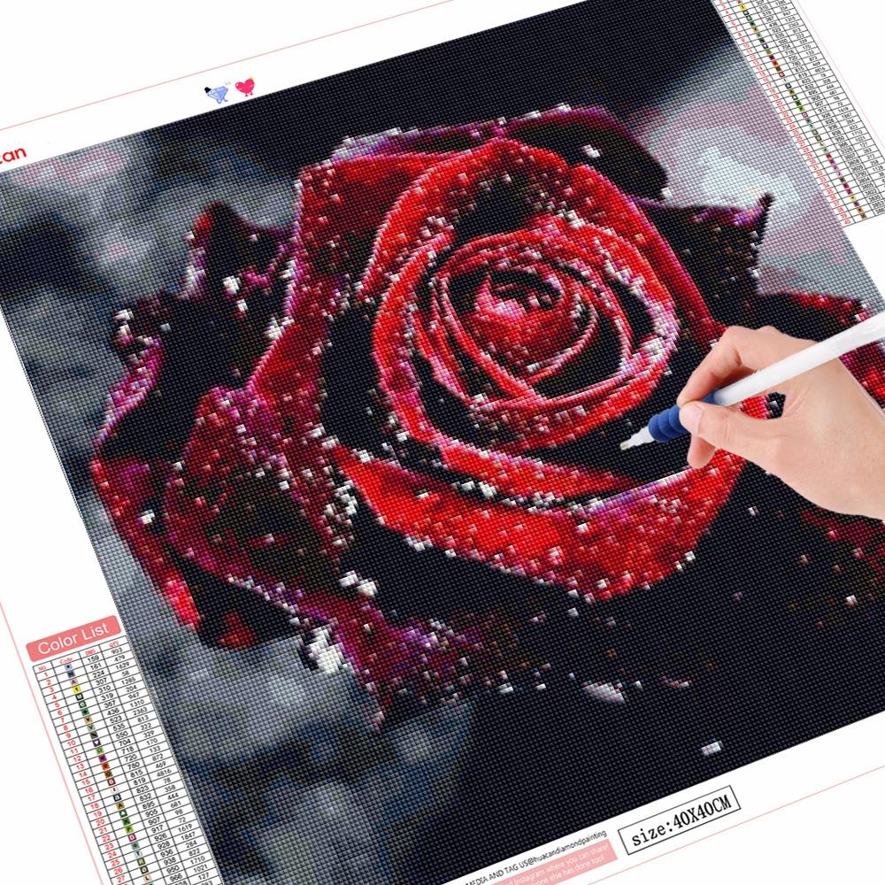 50X50CM 5D DIY Diamond Painting Flower Rose Mosaic Diamond Full Square Round Rhinestone Picture Home Decoration