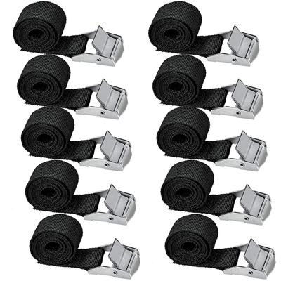 10 Pcs Black Lashing Straps with Clamping Lock Heavy Duty Fastening Straps for Motor Bicycle Luggage