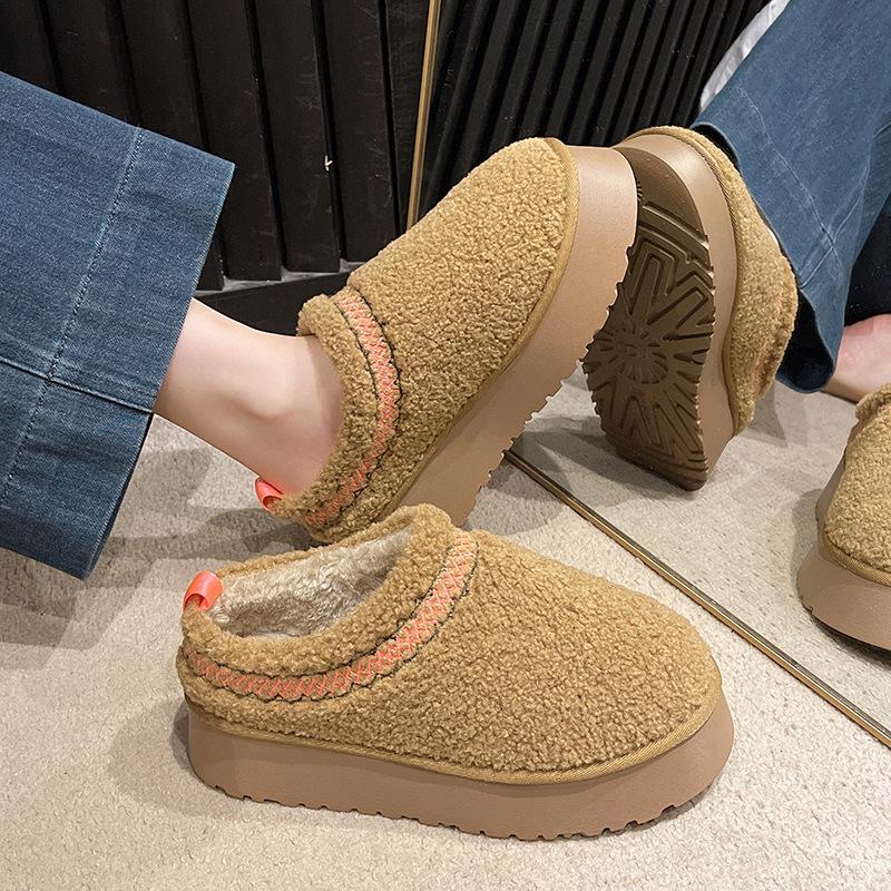 2024 autumn and winter new velvet warm snow boots thick-soled foreign trade women's cotton shoes one foot bread boots