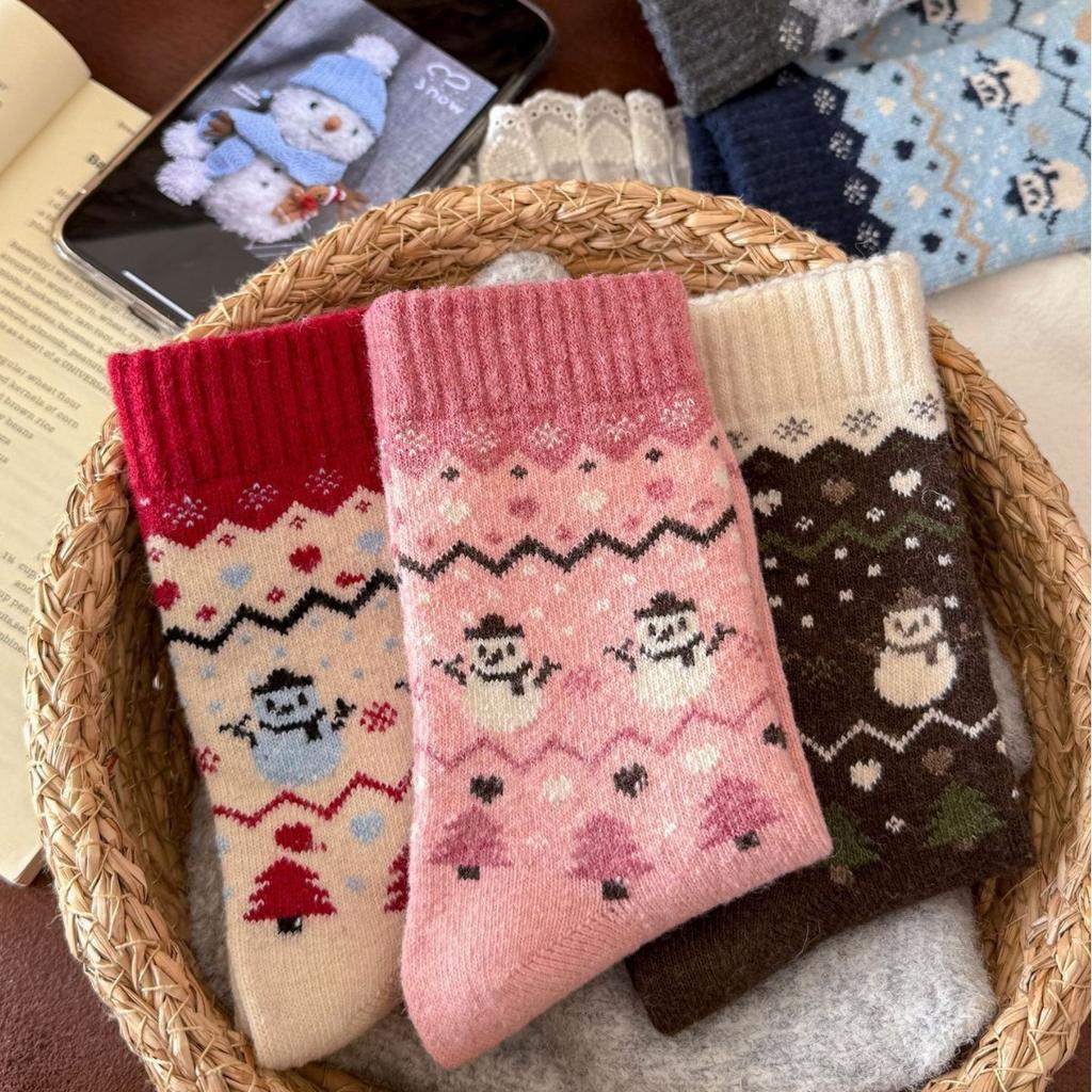 Christmas Tree Warms Snowmen, Lazy Wool Socks, Cashmere Socks, Warm And Thick
