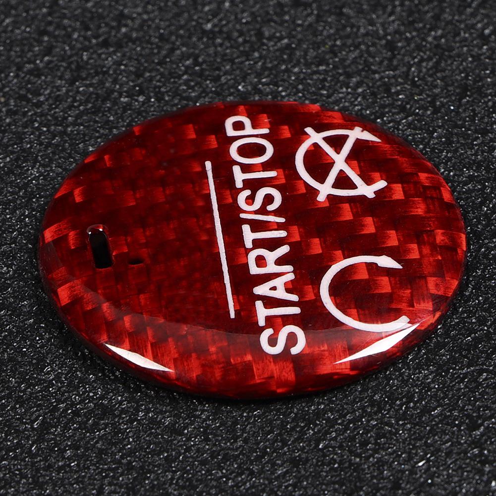 Red Carbon Fiber Engine Start Stop Button Cover Trim Decor Fit for Ford Mustang GT 15 19