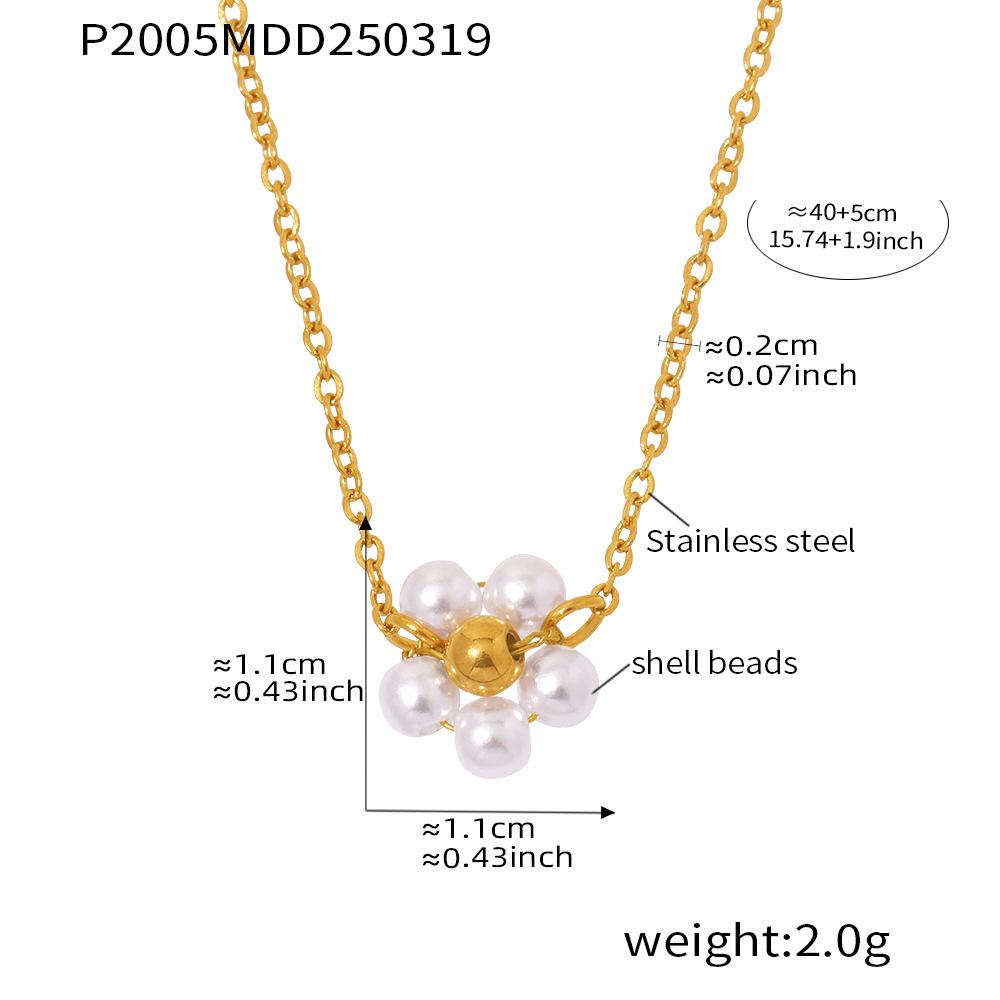 Qiong Yao European American Fashion Pearl Flower Multi-layer Necklace with Light Luxury Design and Stainless Steel Clavicle Chain