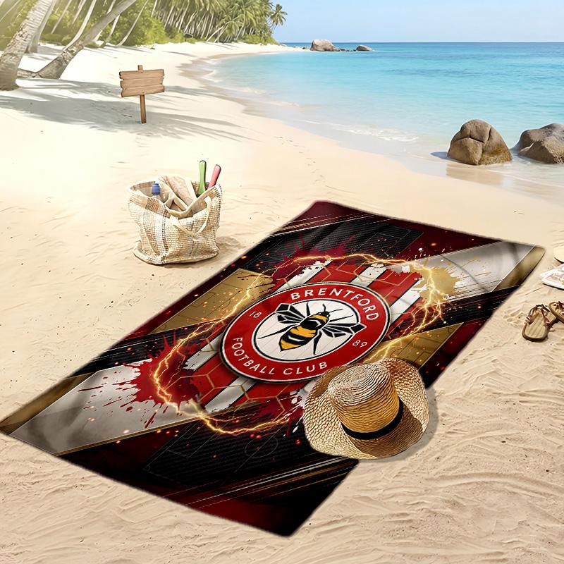 Brentford Football Print Beach Towel, Large Soft Quick Dry Towel for Beach Camping Swimming