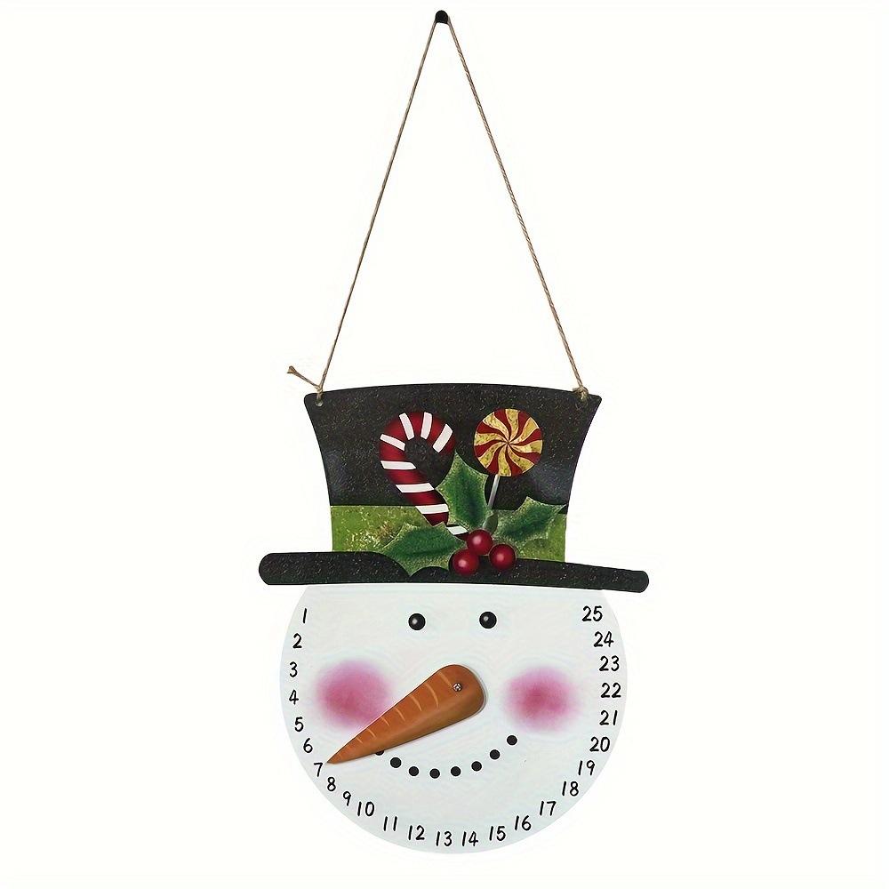 Christmas Countdown Calendar Metal Wall Hanging Snowman and Santa Design for Indoor Outdoor Holiday Decoration Long Nose Style