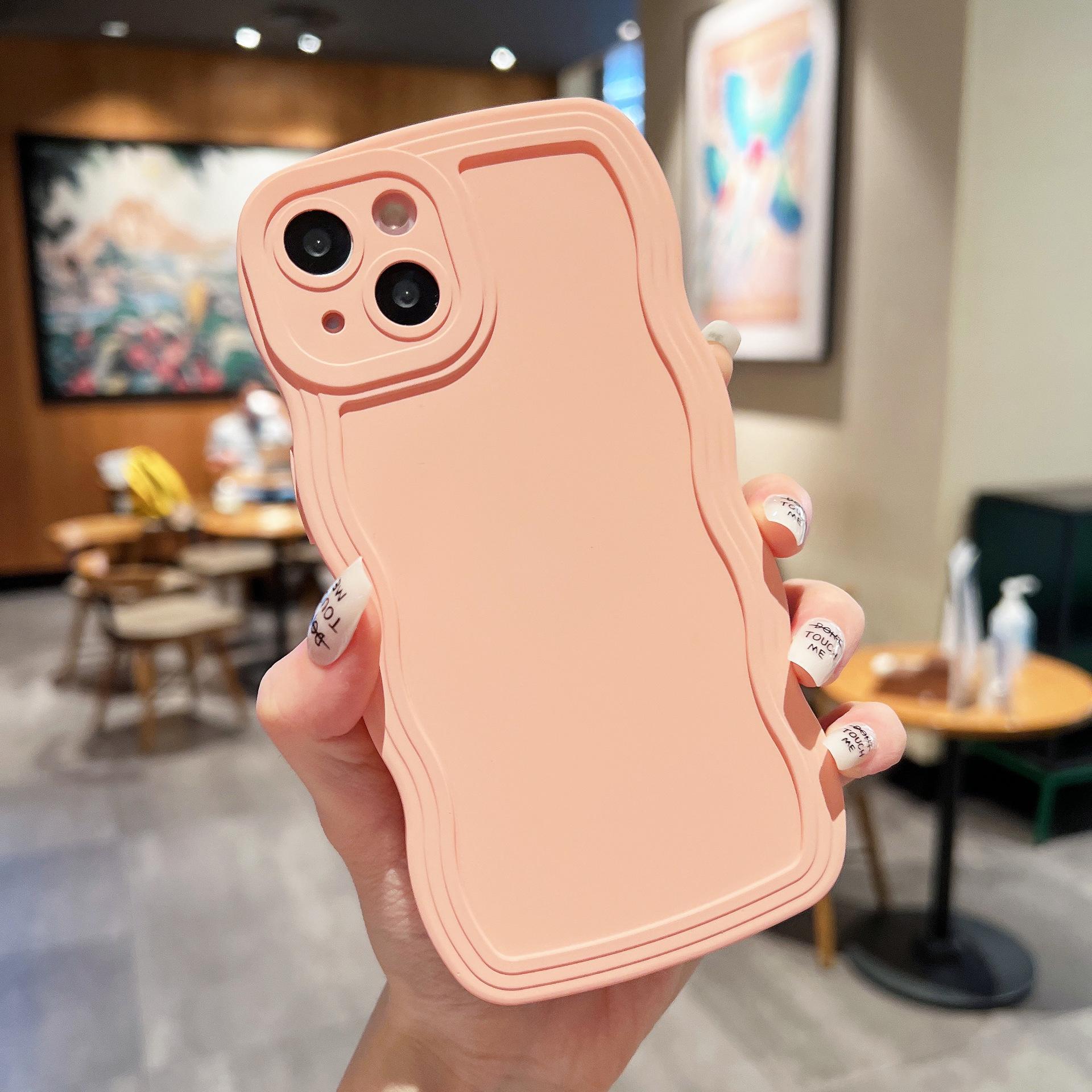 

For iPhone 15 Case Slim-Fit Wave Shape Edge TPU Phone Cover Pink