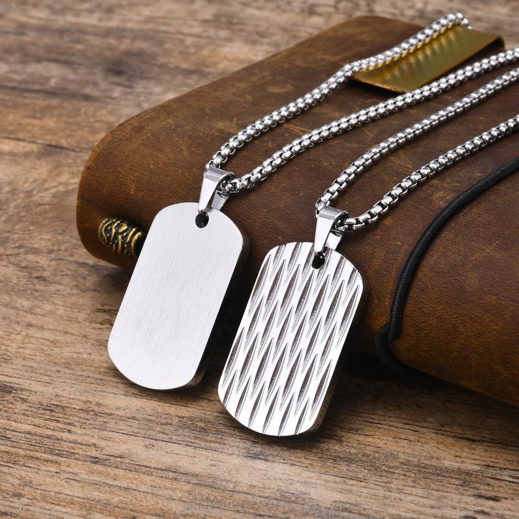 Mprainbow Mens Dog Tag Necklaces, Waterproof Stainless Steel Geometric Pendant Collar Birthday Gifts for Father Dad Husband Son