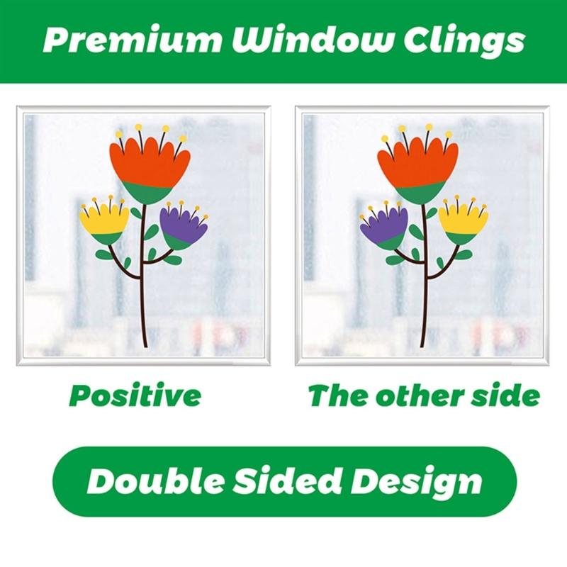 Window Cling Decal Butterfly Flower Pattern Friendly PVC No Residues Easy Application