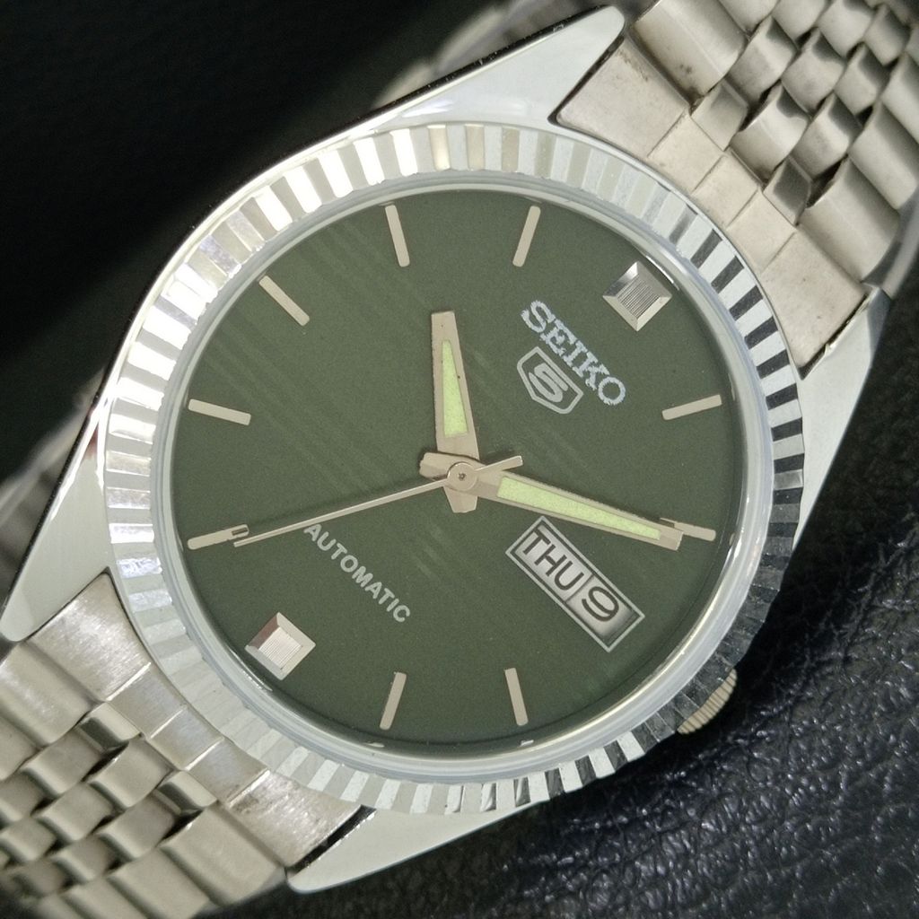 JAPAN VINTAGE REFURBISHED SEIKO 5 AUTOMATIC 6309A MENS GREEN WATCH a701717-5 R206c-a701717