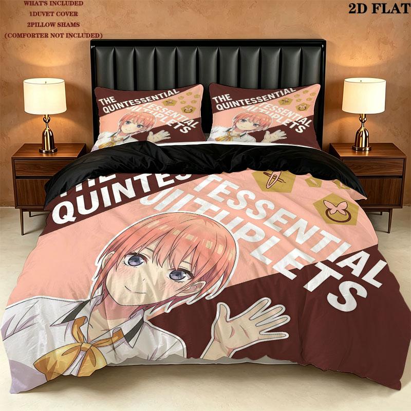 5Toubun Pattern Bedding Quilt Set Quilt Cover Pillowcase Home Birthday Gift(1 * duvet cover + 2 * pillowcase, without core)
