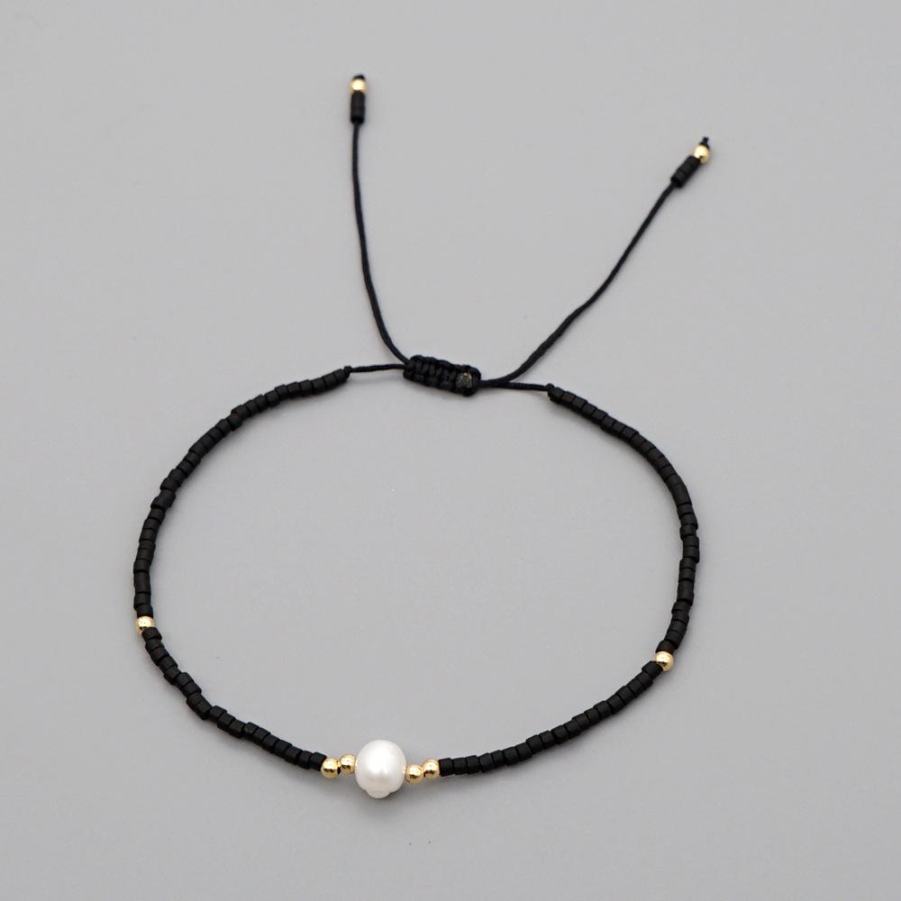 Retro Colorful Seed Bead & Faux Pearl Adjustable Bracelet - Trendy Hand-woven Jewelry for Women