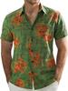 Men's Short Sleeve Shirt, Sunflower Print Loose Fit Shirt, Lightweight Collared Button-Up Casual Top