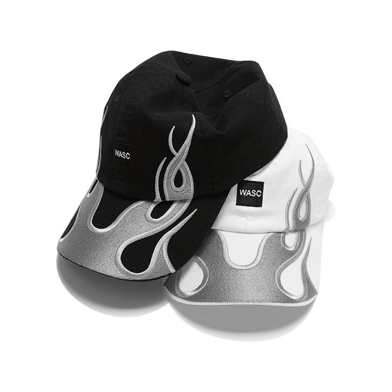 Amerikanische Hip Hop Schwerindustrie Stickerei Flamme Baseballkappe Herren- und Damen-Trendmarke Vertiefter Großer Kopfumfang Outdoor High Street Kappe