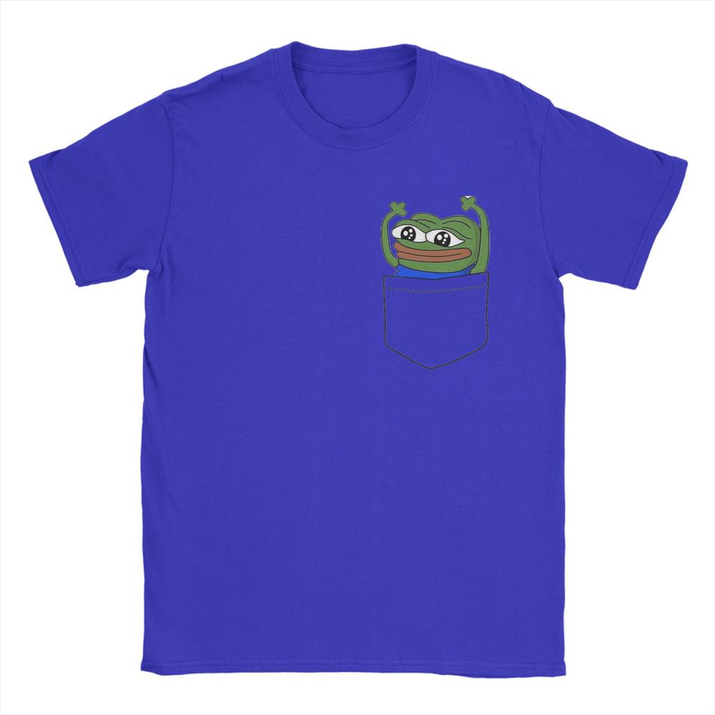 Hypers Emote Pocket Men T Shirt P-pepe Frog Creative Tees Short Sleeve O Neck T-Shirt 100% Cotton Summer Clothes