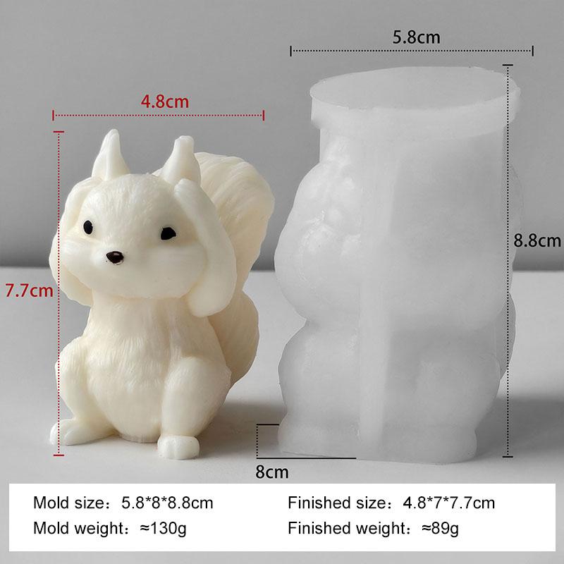

3D Cartoon Squirrel Silicone Mold Handmade Scented Candle Gypsum Form Ornament Mould Soap Candle Making Supplies