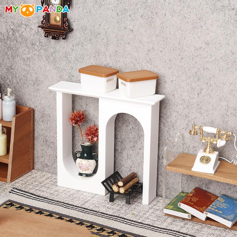 1Pcs Scene Decoration For Home Garden 1/12 Dollhouse Mini Arched Fireplace Christmas European Retro Style Furniture Model