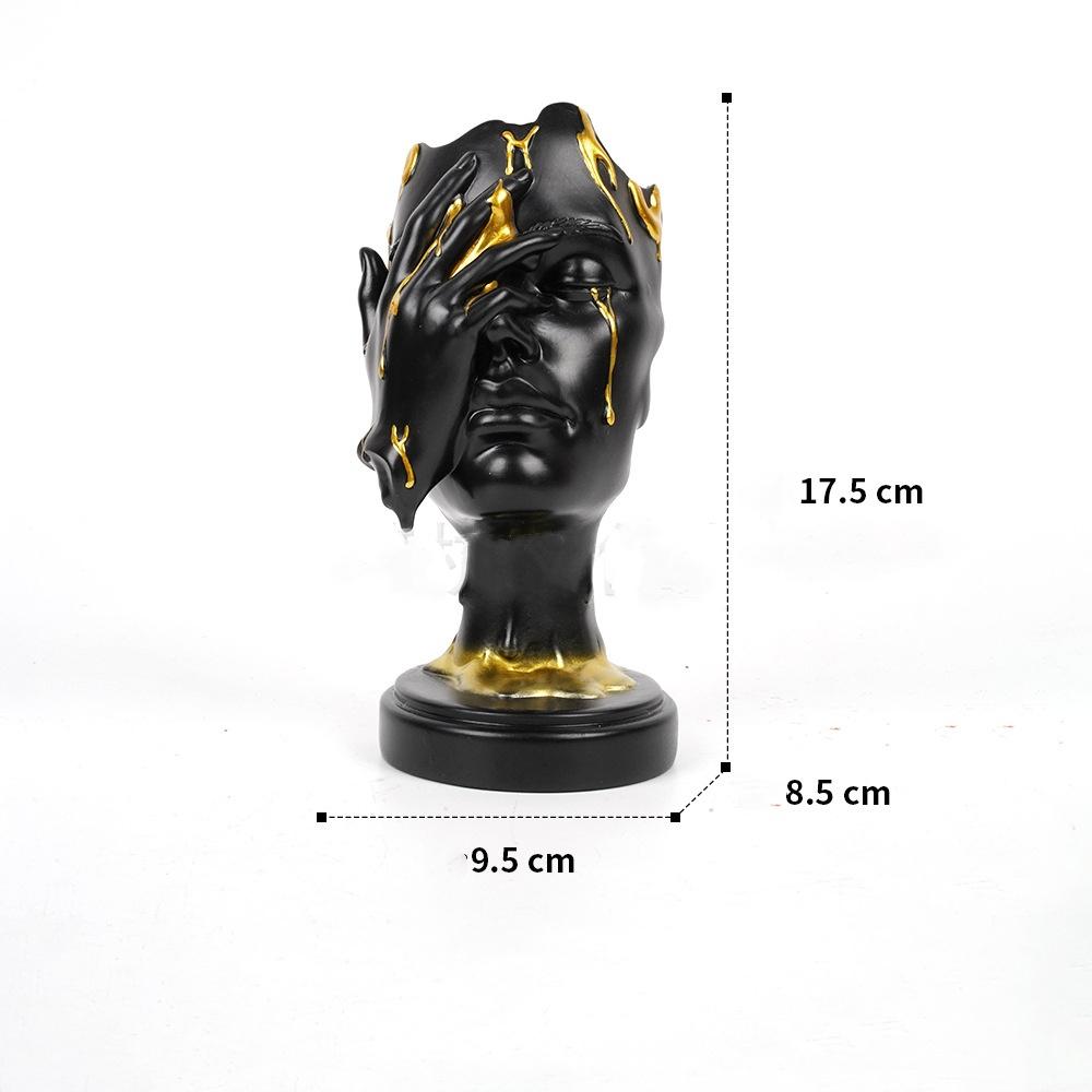 Artizanat din Rășină Statuie la Dimensiune Naturală Mască Facială Abstractă Tăcere Figurine Decorative Aurii Accesorii pentru Decorarea Casei