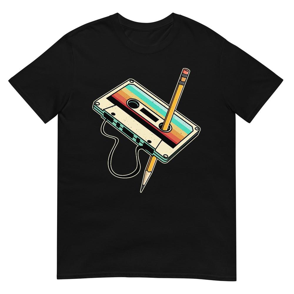 

80s 90s Retro Party Fancy Dress Cassette T-Shirt, black 2XL