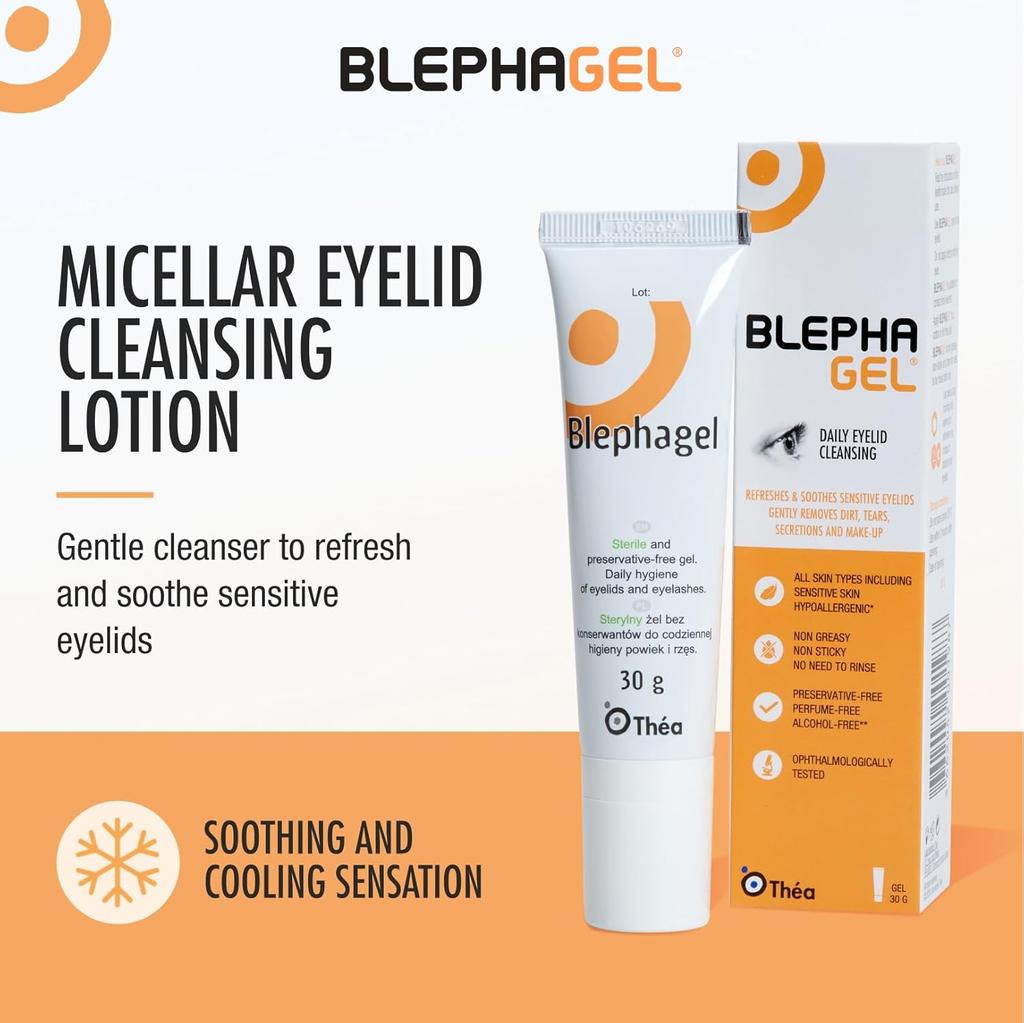 Blephagel Daily Eyelid Cleansing Gel Preservative Free 30g MADE IN FRANCE Thea