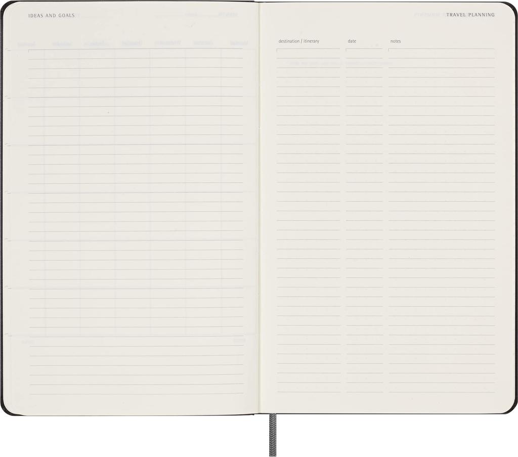 Moleskine Undated 12 Month Weekly Diary Hardcover Large Size wide x 21cm Black DUNDB12WN3 (13cm long)