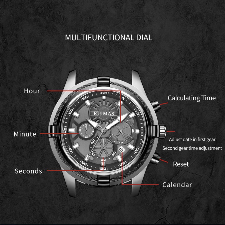 RUIMAS Top Luxury Quartz Wristwatch Men Silicone Large Dial Military Sports Watches Waterproof Luminous Date Reloj Hombre 311