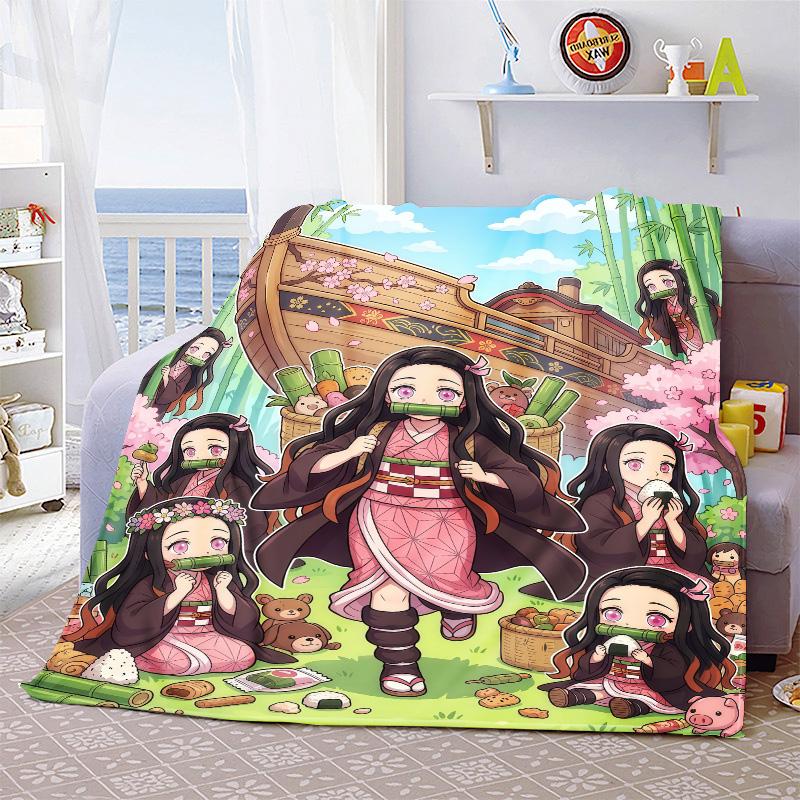 Nezuko Anime Blanket Flannel Throw Soft Warm Lightweight Blanket for Bed Sofa Cozy Home Decor Use -QJY