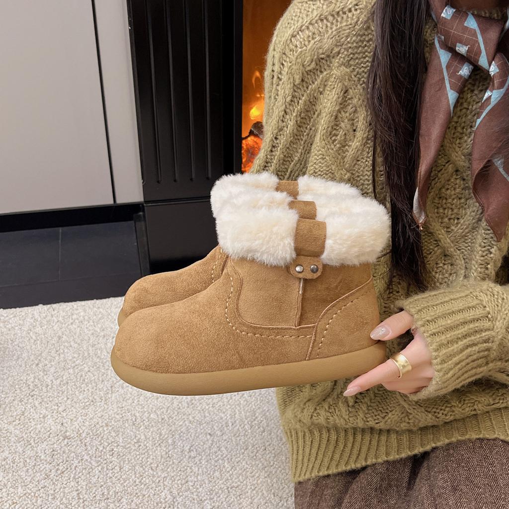 Dicksöhlige Schneestiefel Damen 2025 Winter neu Samt verdickt warm Nordost Baumwollschuhe Retro vielseitig kurze Damenstiefel