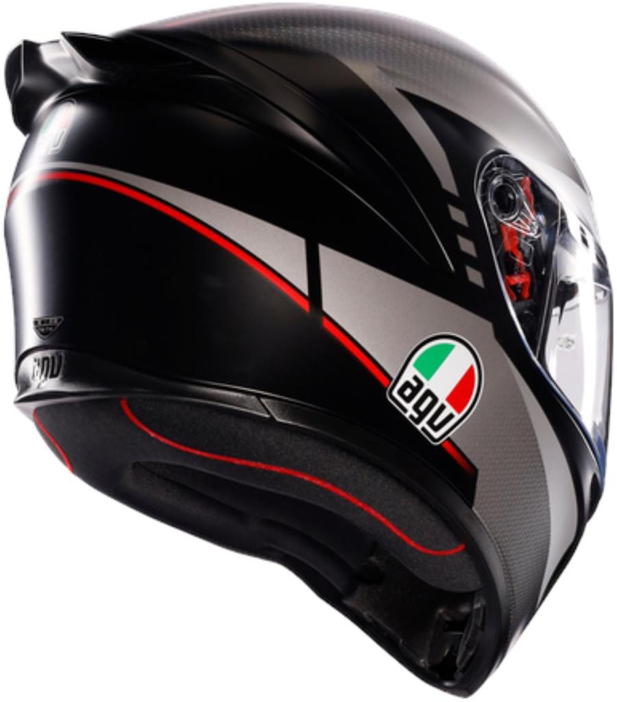 AGV K1 S Full Face Motorcycle LAP MATT XL Helmet, BLACK/GREY/RED, (61-62cm), 18394007034-XL
