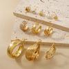 6 Stück/Set Vintage Goldfarbene Gedrehte Creolen-Ohrringe Set Für Damen Minimalistischer Metall-Herz Geometrischer Klobiger Ohrring Schmuck