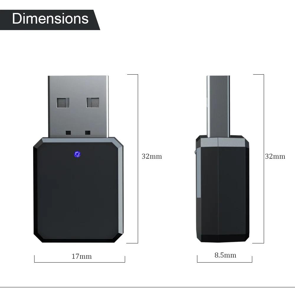 Bluetooth 5.1 Audio Receiver 3.5MM Aux USB Power Audio Receiver Adapter Wireless Car Hands-free Call Adapter for PC Car Speaker