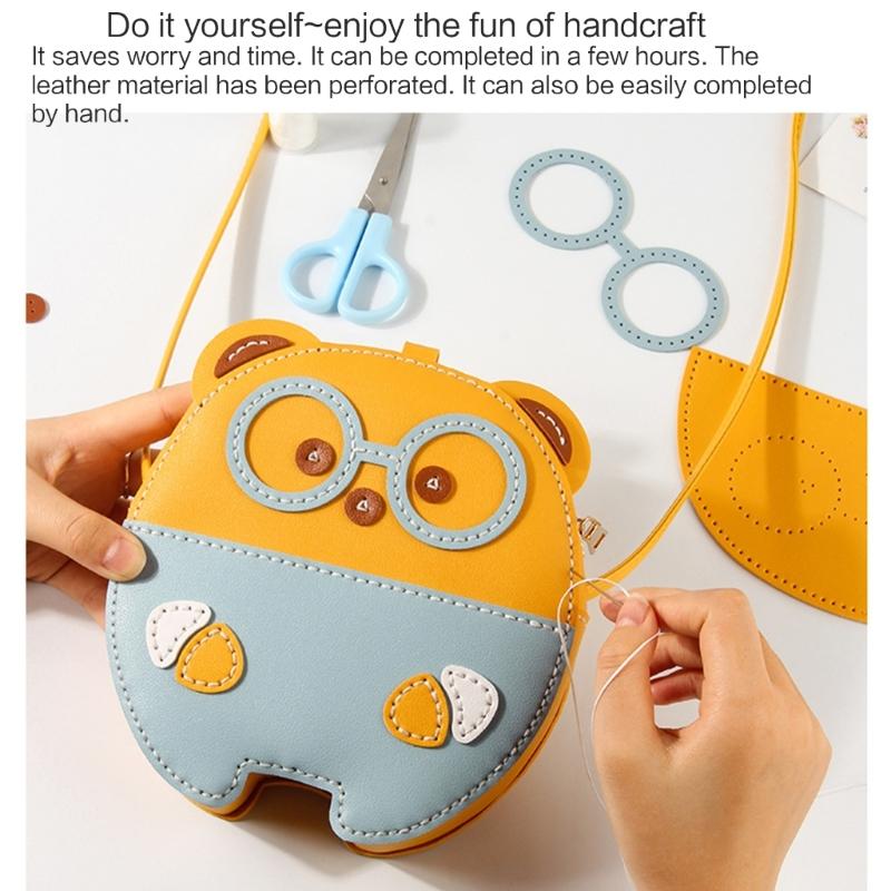 DIY Bear Crossbody Bag Making Complete Set Cute Bear Shoulder Bag Making Materials Kits Sewing Craft Tool Birthday Gift