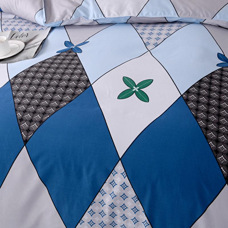 Blue Striped Plaid Style Duvet Cover Set Modern Geometry Quilt Cover with Pillowcases Bedding Set 3Pcs for Kids Boys Room Decor