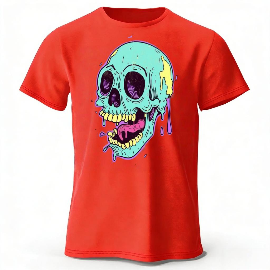 Latest Graffiti Skull Men's Hip Hop Street Casual Cotton T-shirt Soft Breathable Short Sleeve T-shirt Casual Wear