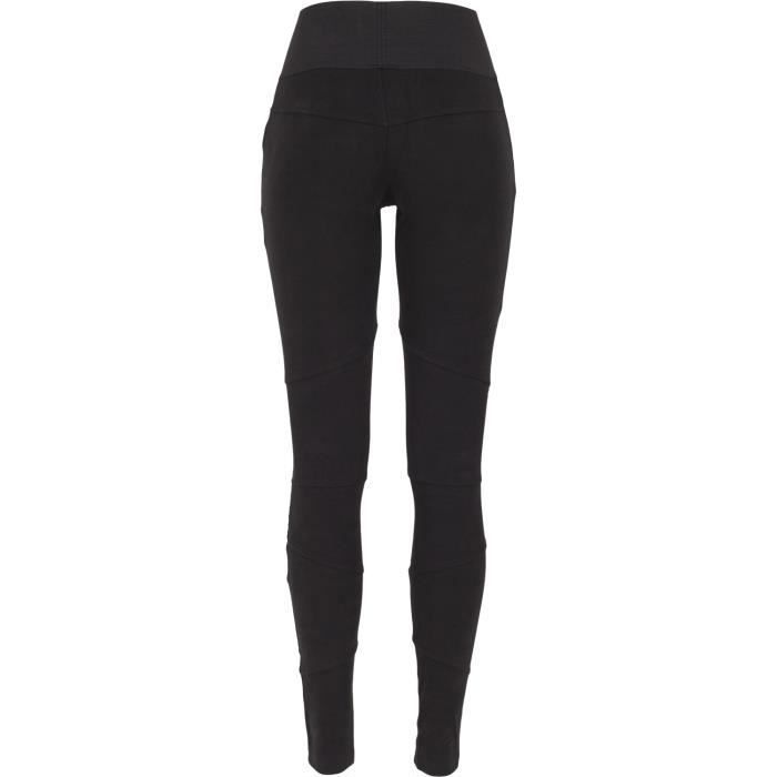 Leggings - URBAN CLASSICS - INTERLOCK HIGH - Noir - Slim - 95% Coton, 5% Élasthanne
