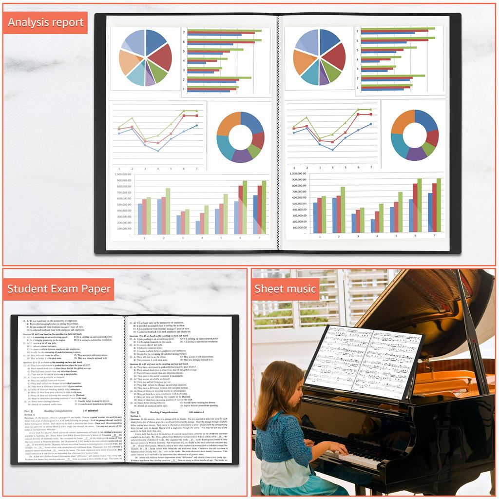 2 Stück Kunstmappe Präsentationsmappe A3 Displaybuch Mappe 40 Fächer mit Klarsichtfolie A3 Displaybuch für Malerei