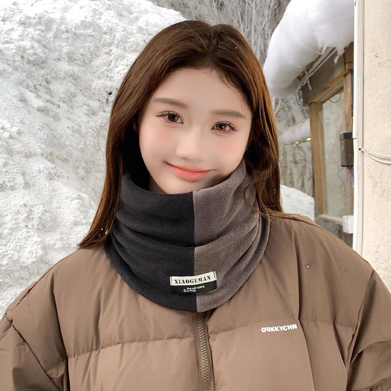 SAYI Winter Double-Layer Warm Neck Gaiter: Unisex Color Block Pullover Scarf for Cycling & Cold Protection