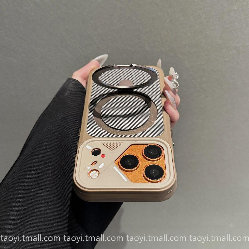 Magnetic Stand Carbon Fiber iPhone 17 Pro Max Case: Instantly Transforms Into Large Window, Protective for iPhone 16 & 15