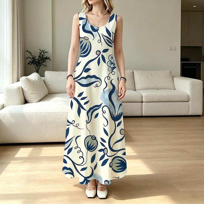 Women's Sleeveless Maxi Dress Comfy Fabric,Full Flowy Skirt,Versatile for Spring & Fall Innerwear,Daily Casual,Commute & Outings