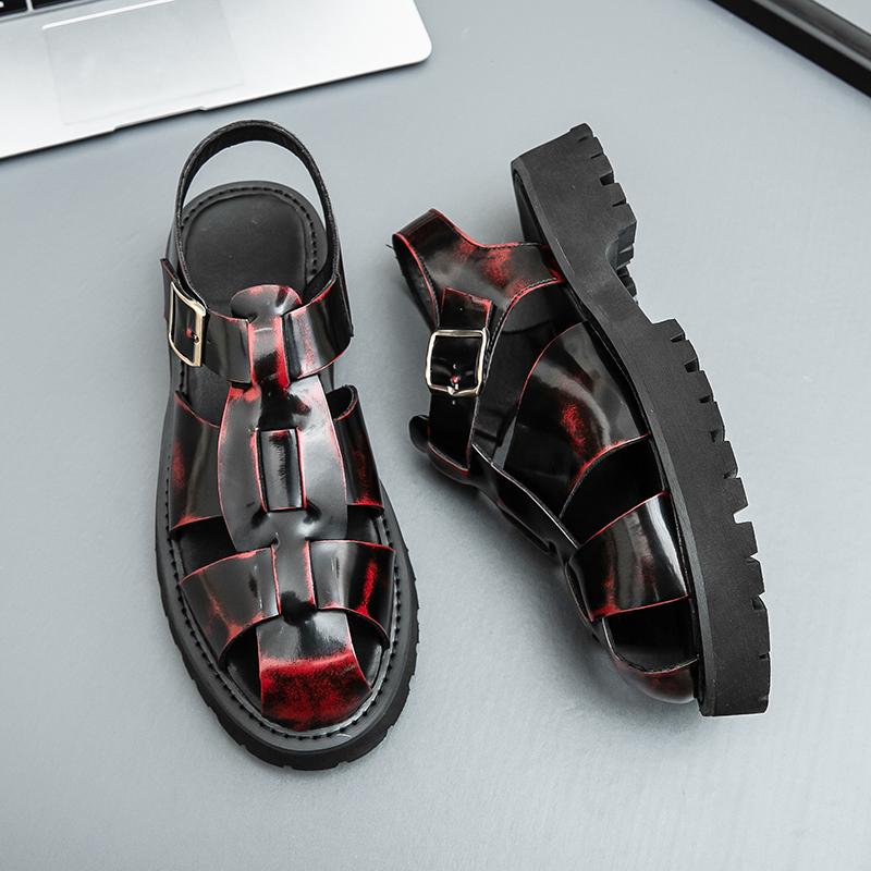 Fashion New Men Beach Sandals for Summer Black Red Thick-soled Anti-slip Lightweight Comfortable Fashionable Brand Sandals Size 38-46