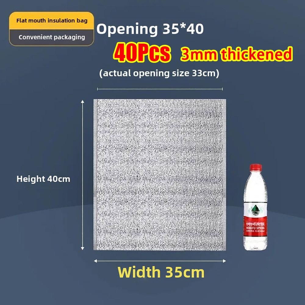 40Pcs/Pack 3mm Thickened Aluminum Foil Bag Food Thermal with Closure Insulation Bag Ice Cold Warm Cooler Bag Delivery Carrier