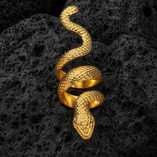 Exaggerated Snake Print Finger Band, Adjustable Open Snake Ring, Three-Dimensional Winding Design Animal Ring for Jewelry Gift